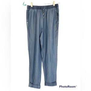 Jones New York denim cropped women's pants elastic waist size S